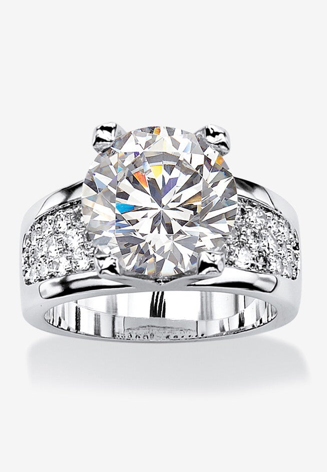 Platinum-Plated Round Engagement Ring Cubic Zirconia (7 cttw TDW), PLATINUM, hi-res image number 0