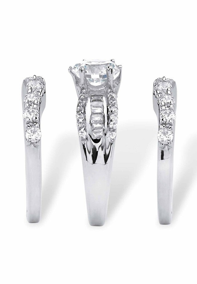 Platinum over Silver Bridal Ring Set Cubic Zirconia (5 5/8 cttw TDW), , on-hover image number 1