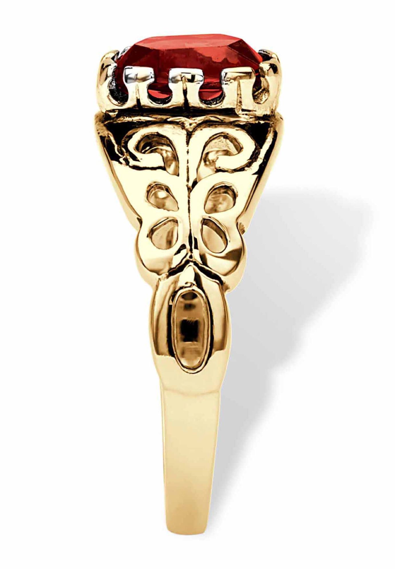 Gold over Sterling Silver Open Scrollwork Simulated Birthstone Ring, , on-hover image number 1