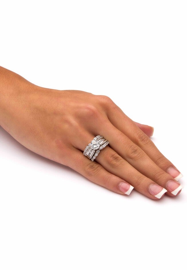 Platinum over Silver Bridal Ring Set Cubic Zirconia (5 5/8 cttw TDW), , alternate image number 2
