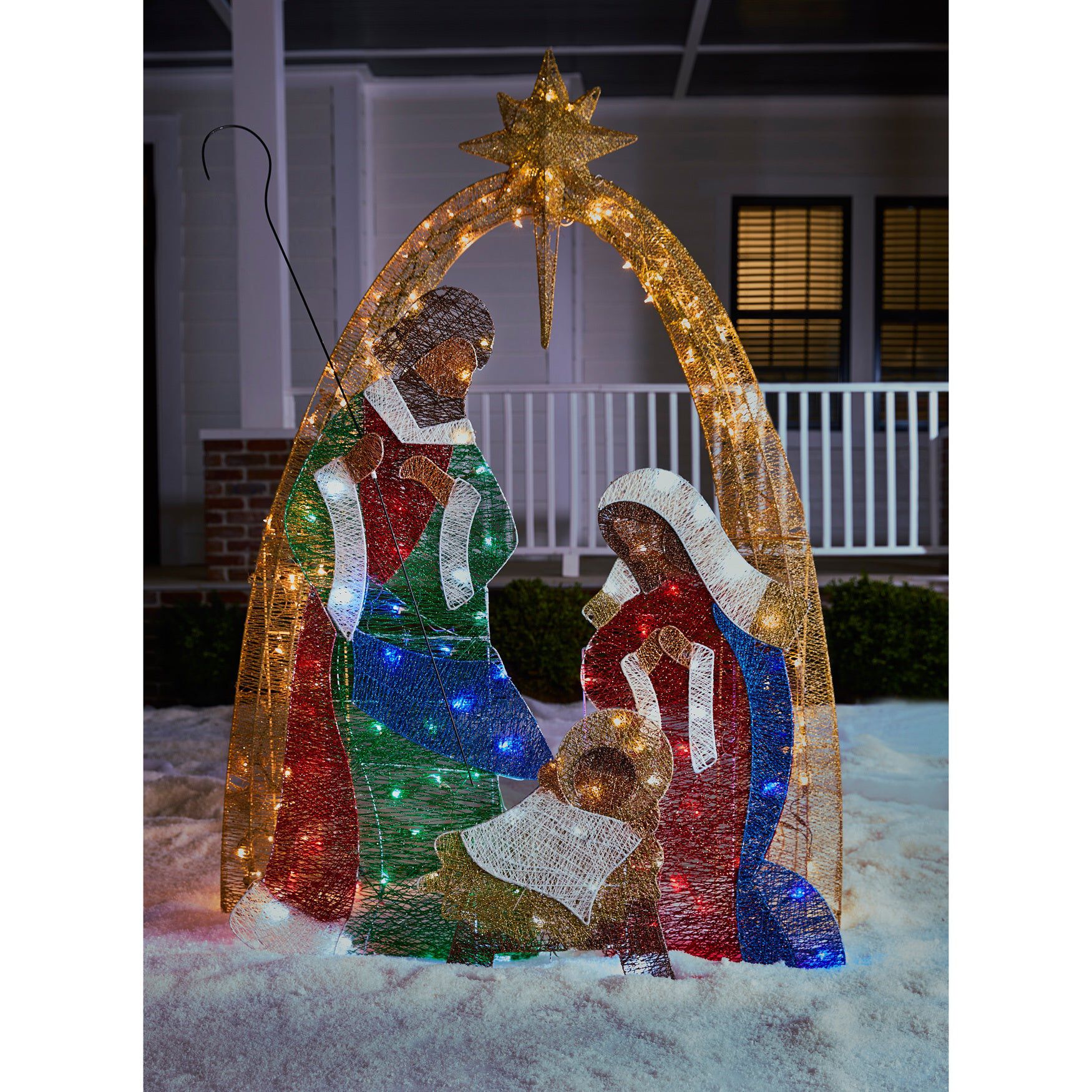 72" Crystal Fabric Multi-Colored Nativity Scene
