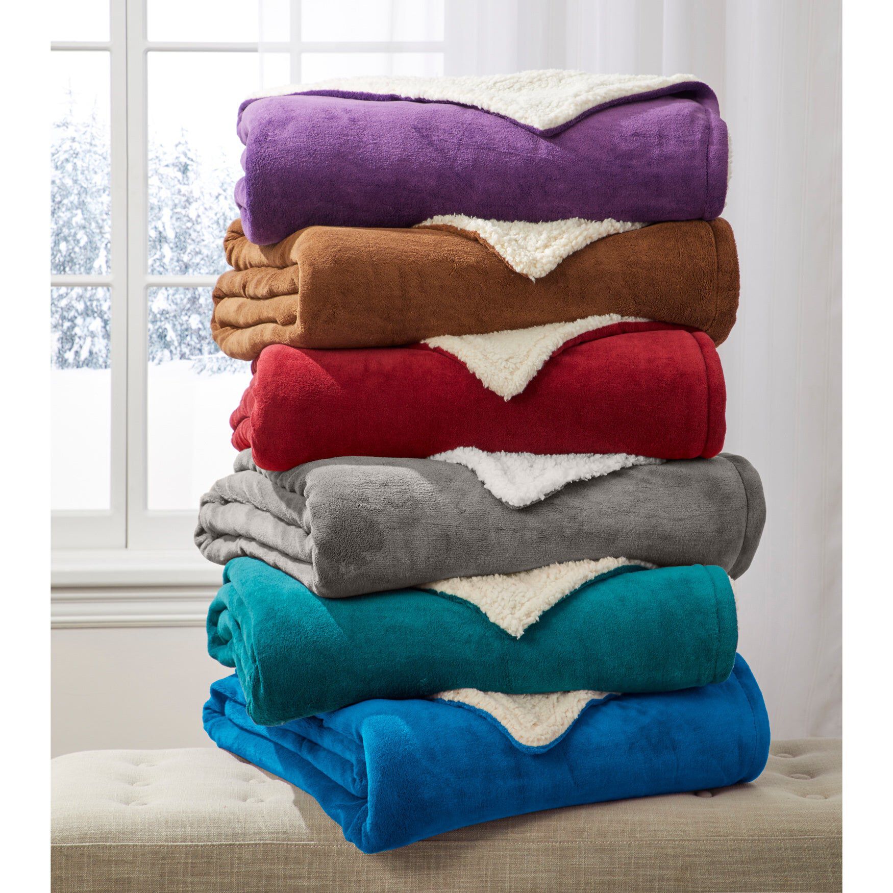 BH Studio Sherpa Microfleece Blanket, GARNET, hi-res image number 0