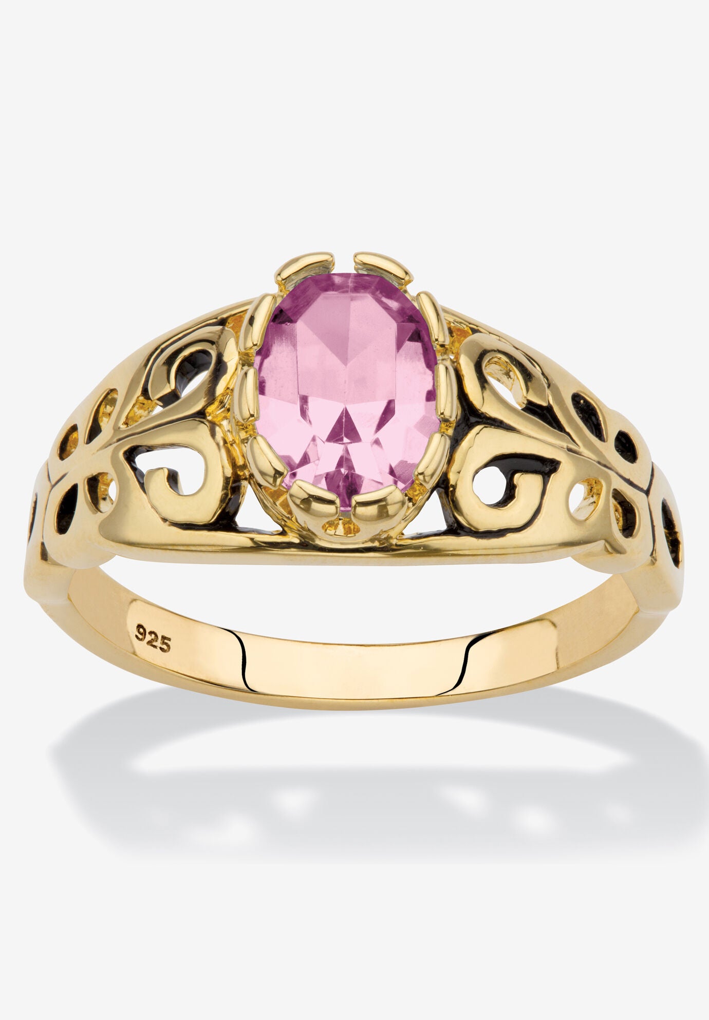 Gold over Sterling Silver Open Scrollwork Simulated Birthstone Ring, JUNE, hi-res image number 0