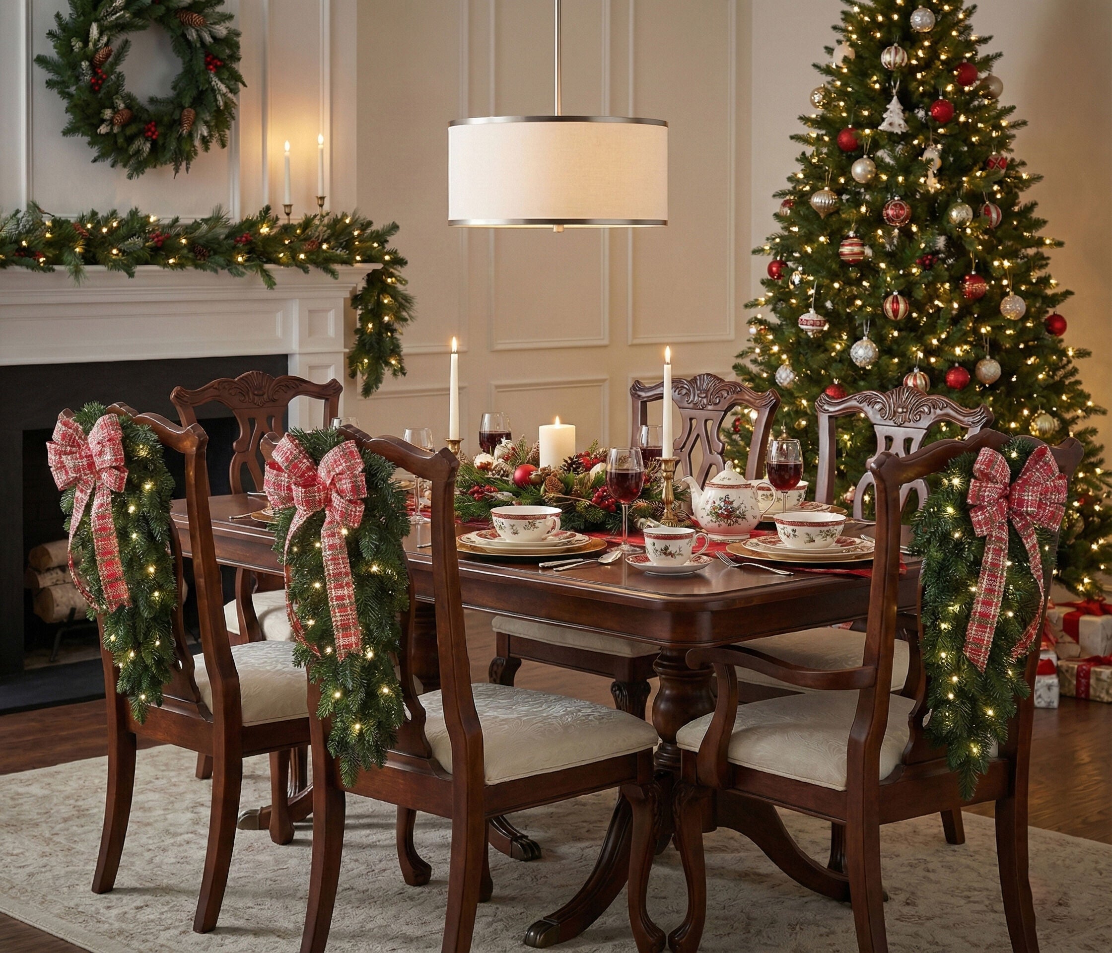 Pre-Lit Swags with Plaid Bows, set of 4, , alternate image number 2