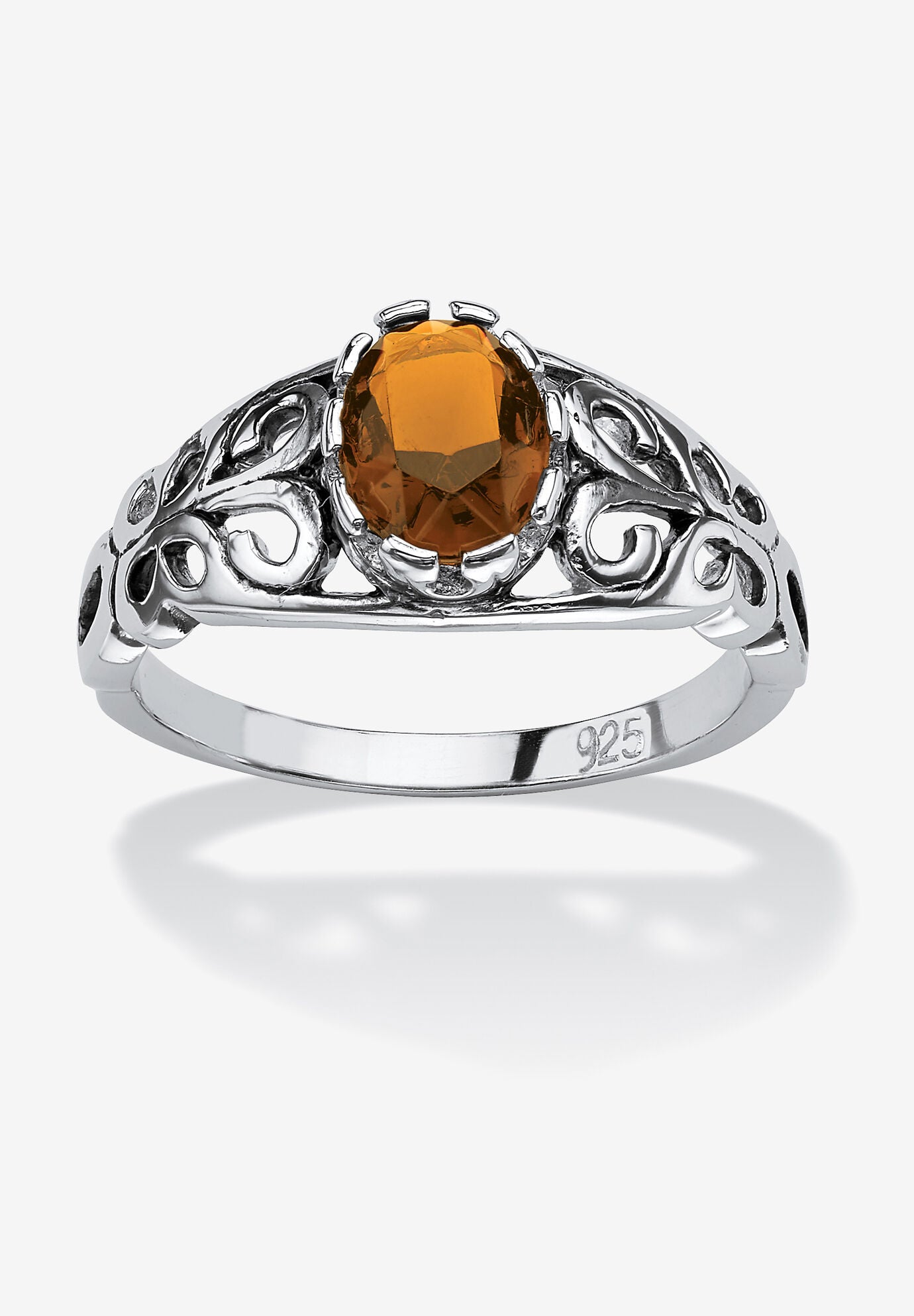 Sterling Silver Swirl Simulated Birthstone Ring, NOVEMBER, hi-res image number 0