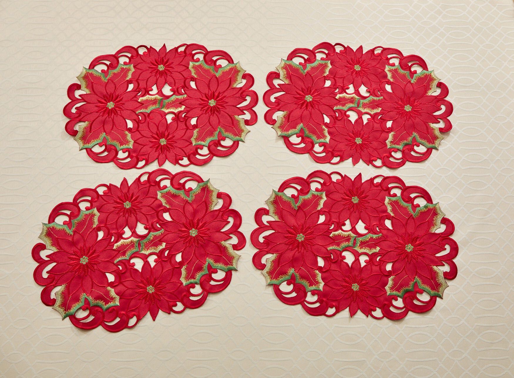 Set of 4 Embroidered Cut-Out Placemats