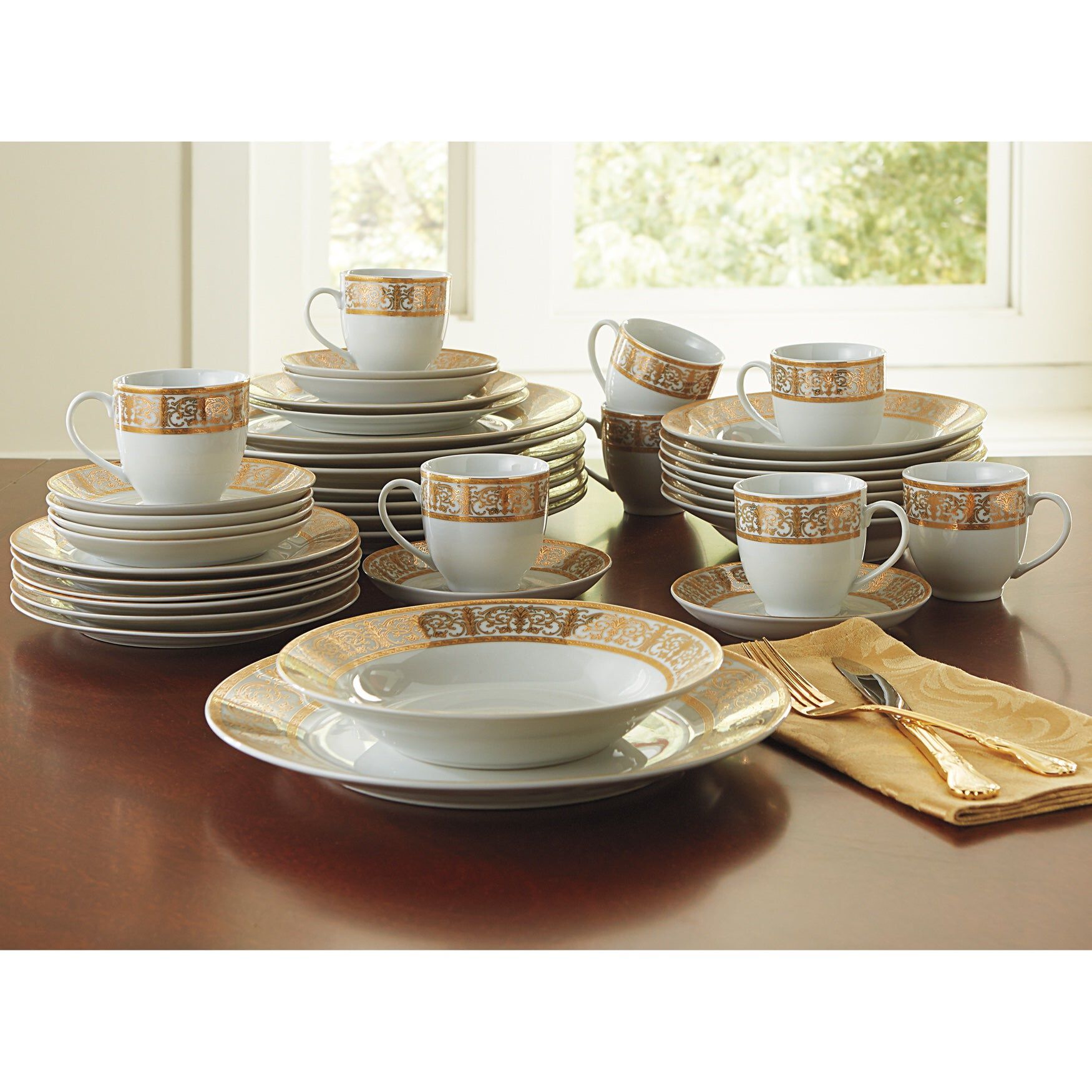 Medici 40-Pc. Golden Porcelain Dinnerware Set