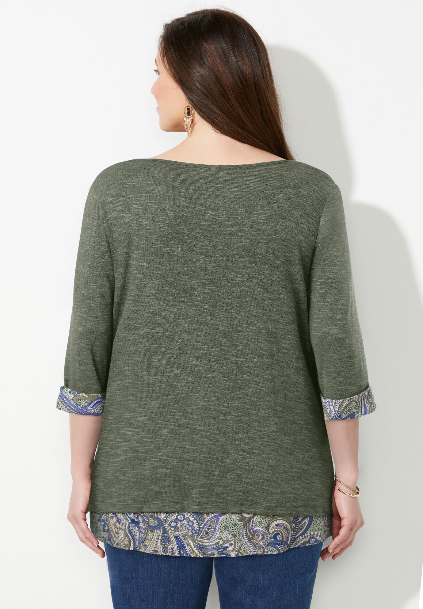 Impossibly Soft Duet Tunic, OLIVE GREEN PAISLEY, on-hover image number 1
