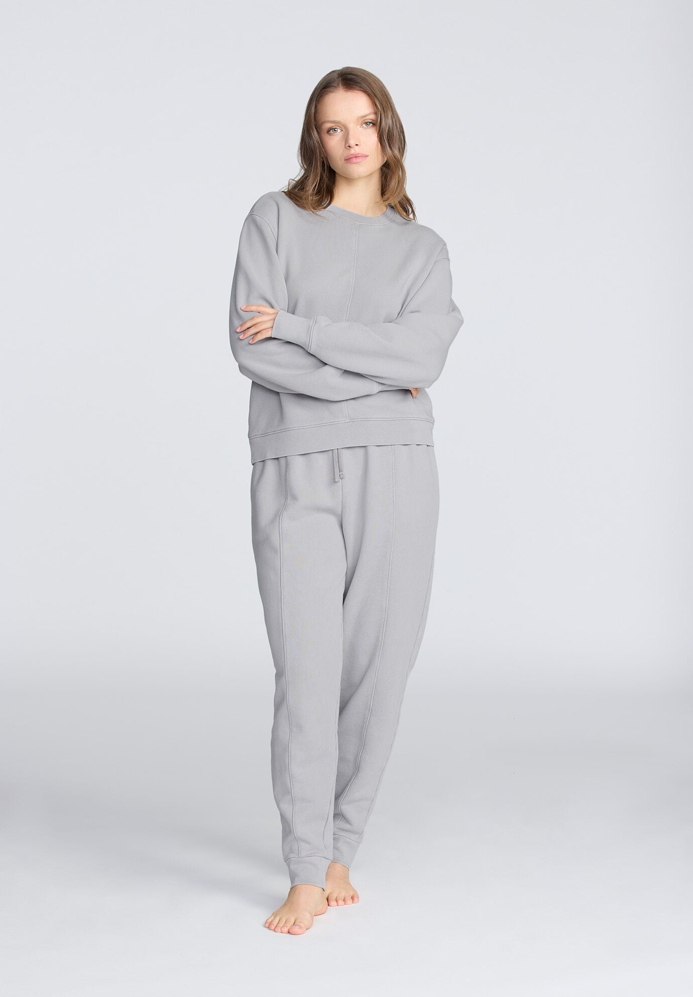 Crewneck Sweatshirt- French Terry, DOVE, on-hover image number 1