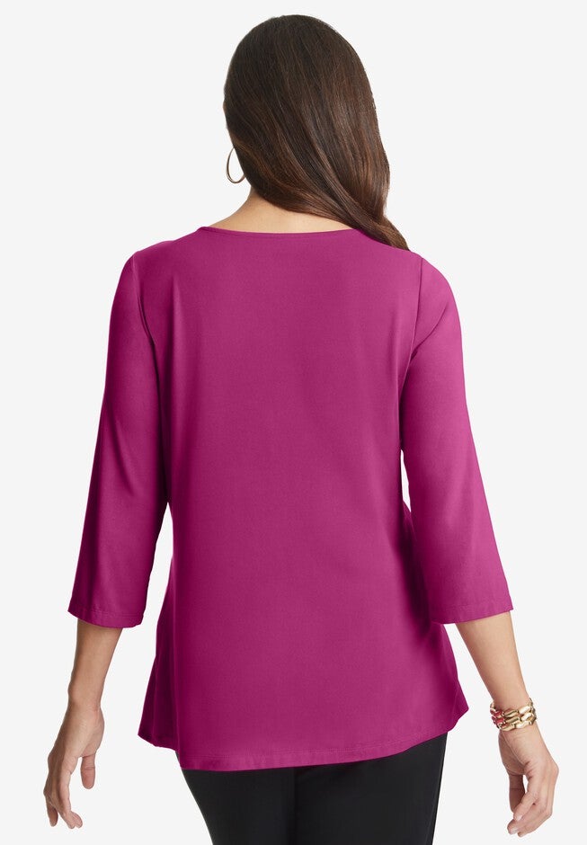 Stretch Knit Pleated Side Top, , on-hover image number null