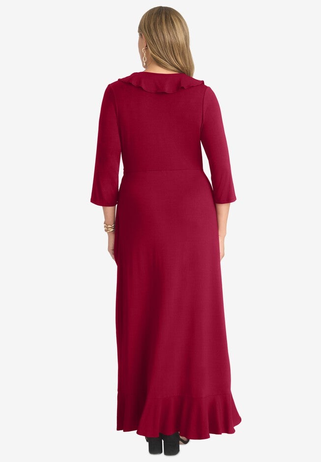 Ruffle Wrap Maxi Dress, , on-hover image number null