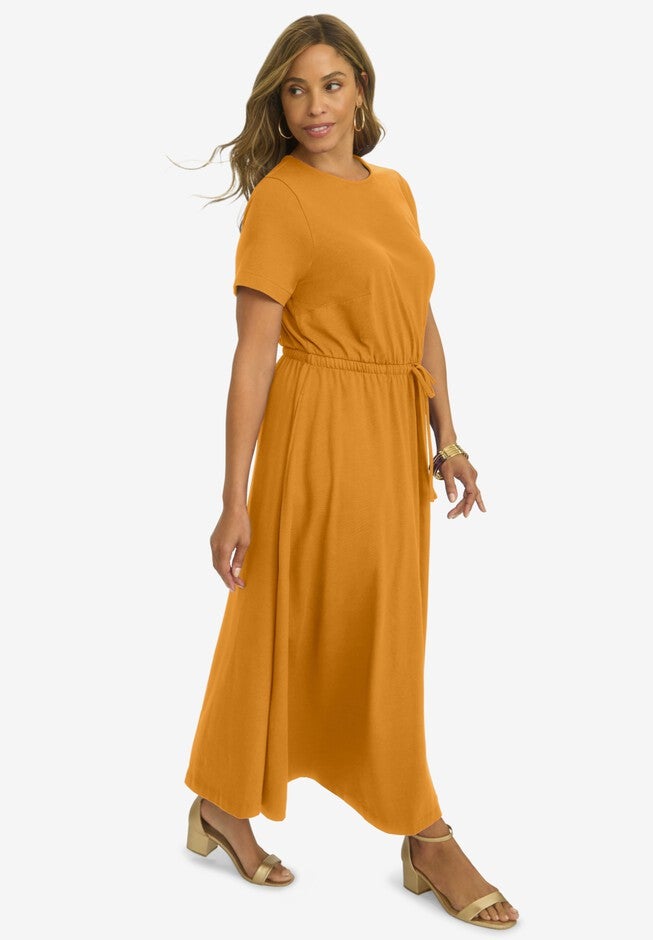 cotton stretch maxi dress Sculpted-Stretch + Cotton Poplin Maxi Dress
