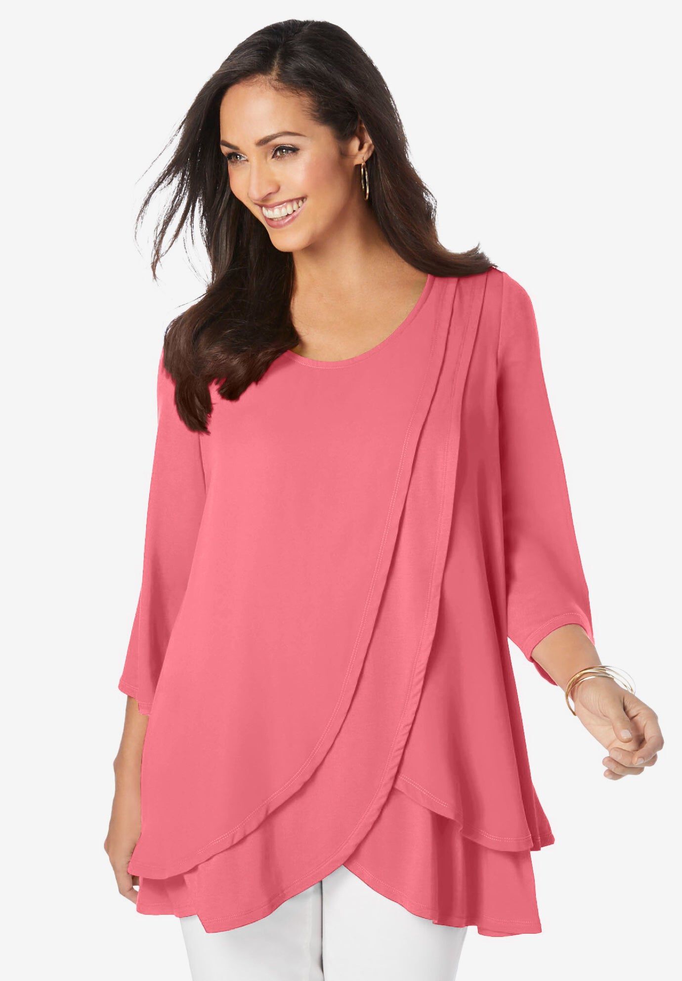 Double-Layer High-Low Tunic, TEA ROSE, hi-res image number 0