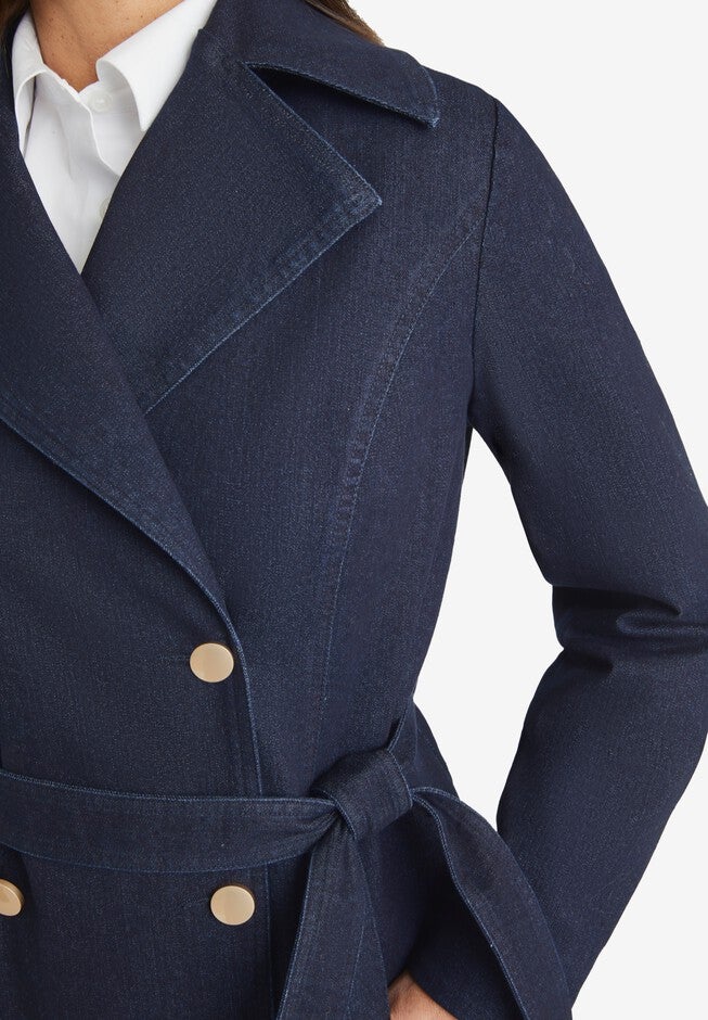 Refined Denim Trench Coat, , alternate image number null