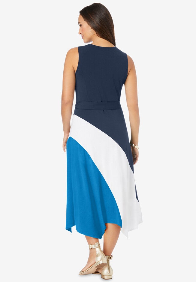 Stretch Knit Hanky Hem Midi Dress, , on-hover image number null