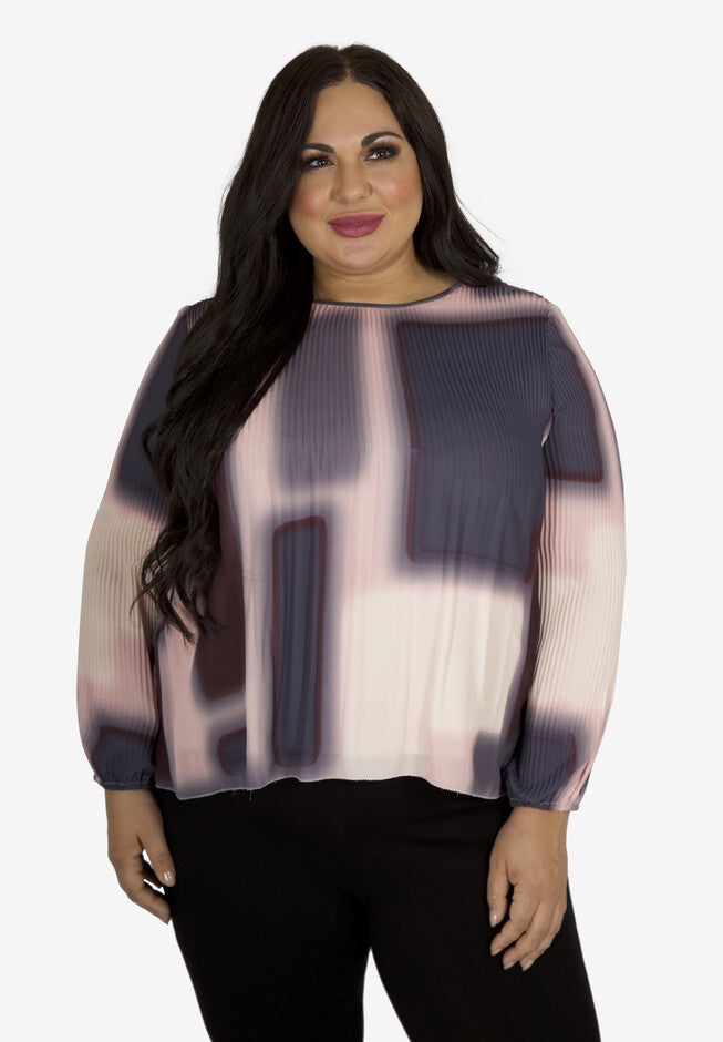 Pleated Blouse, PRINT, hi-res image number 0