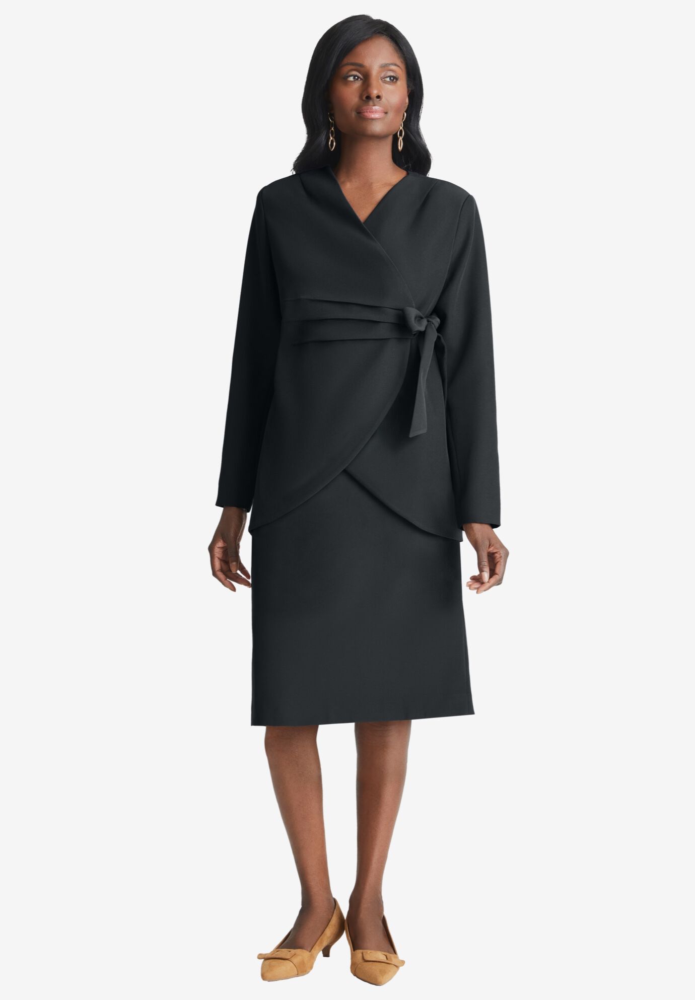Wrap jacket dress suit hot sale