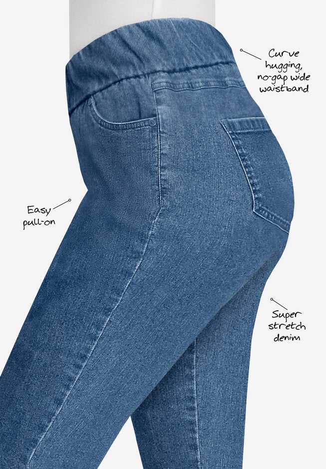 Comfort Waist Stretch Denim Side Button Ankle Jean, , alternate image number 3