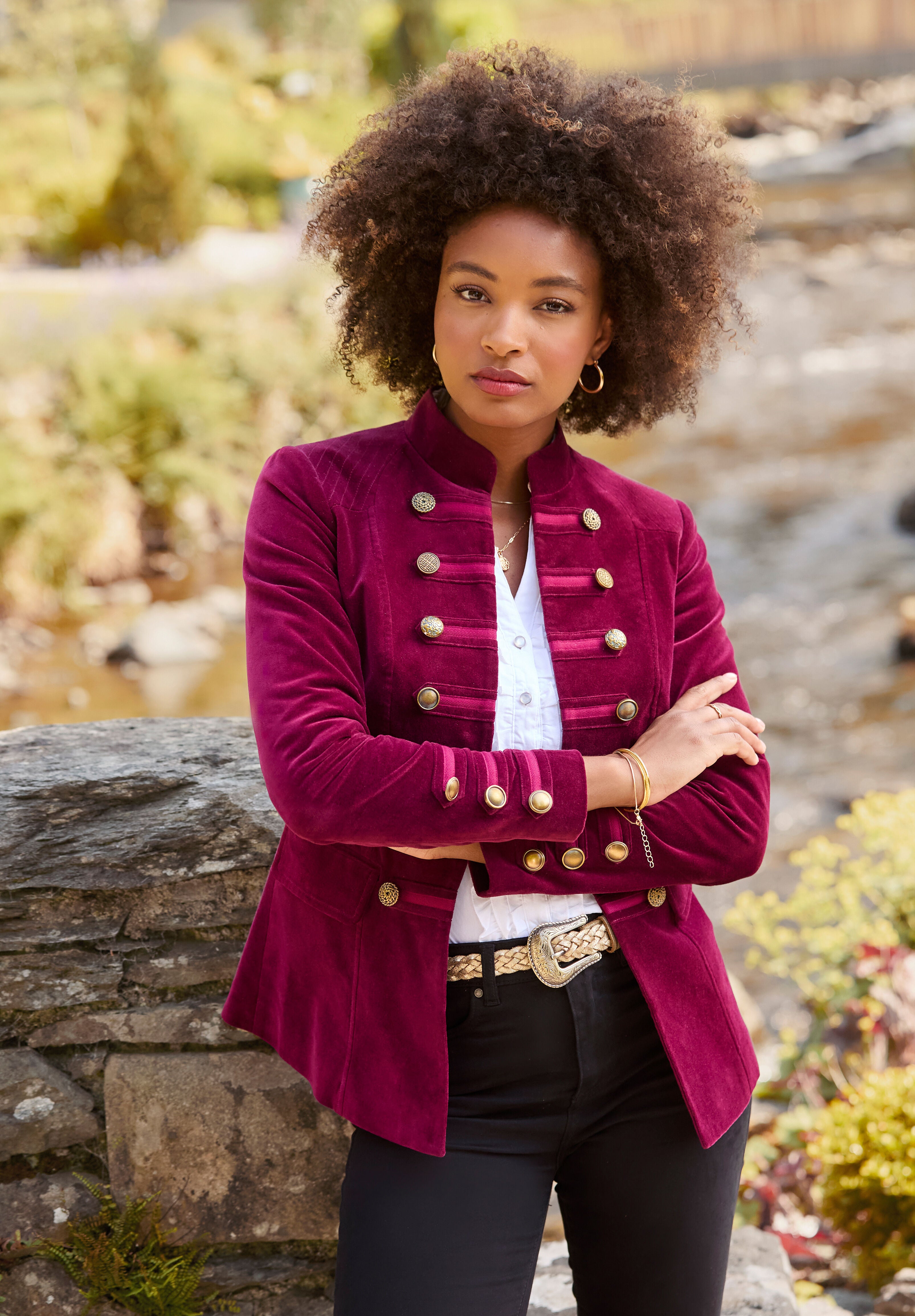 Faux Suede Military Jacket, MERLOT, alternate image number 6