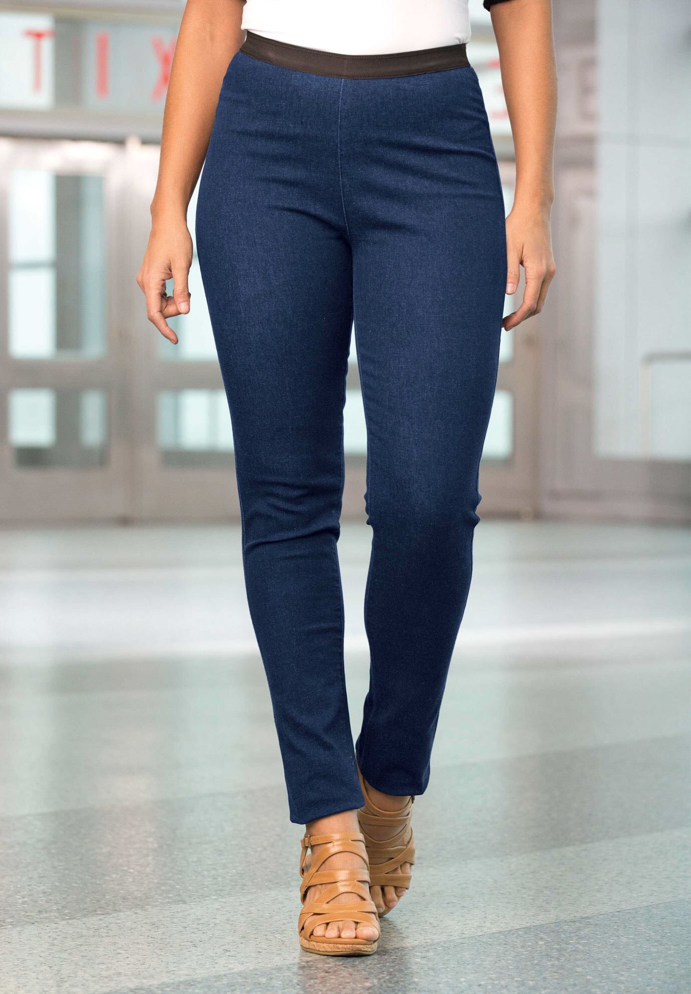 Stretch Denim Straight-Leg Jegging, , on-hover image number 1