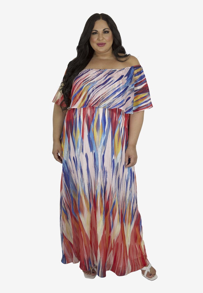 Off the Shoulder Maxi Dress, MULTI, hi-res image number null