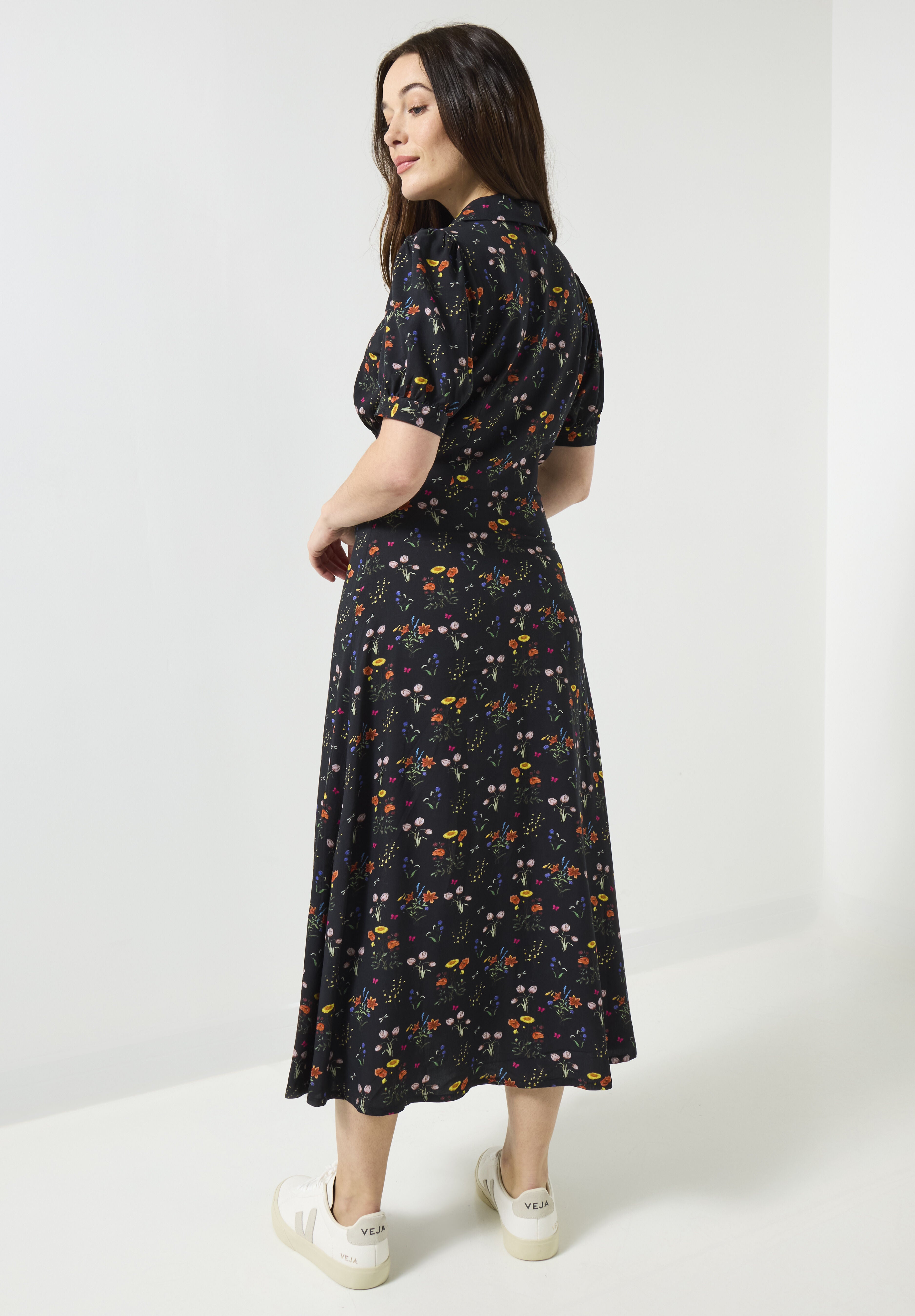 Vintage Midi Dress, BLACK MINI GARDEN, on-hover image number 1