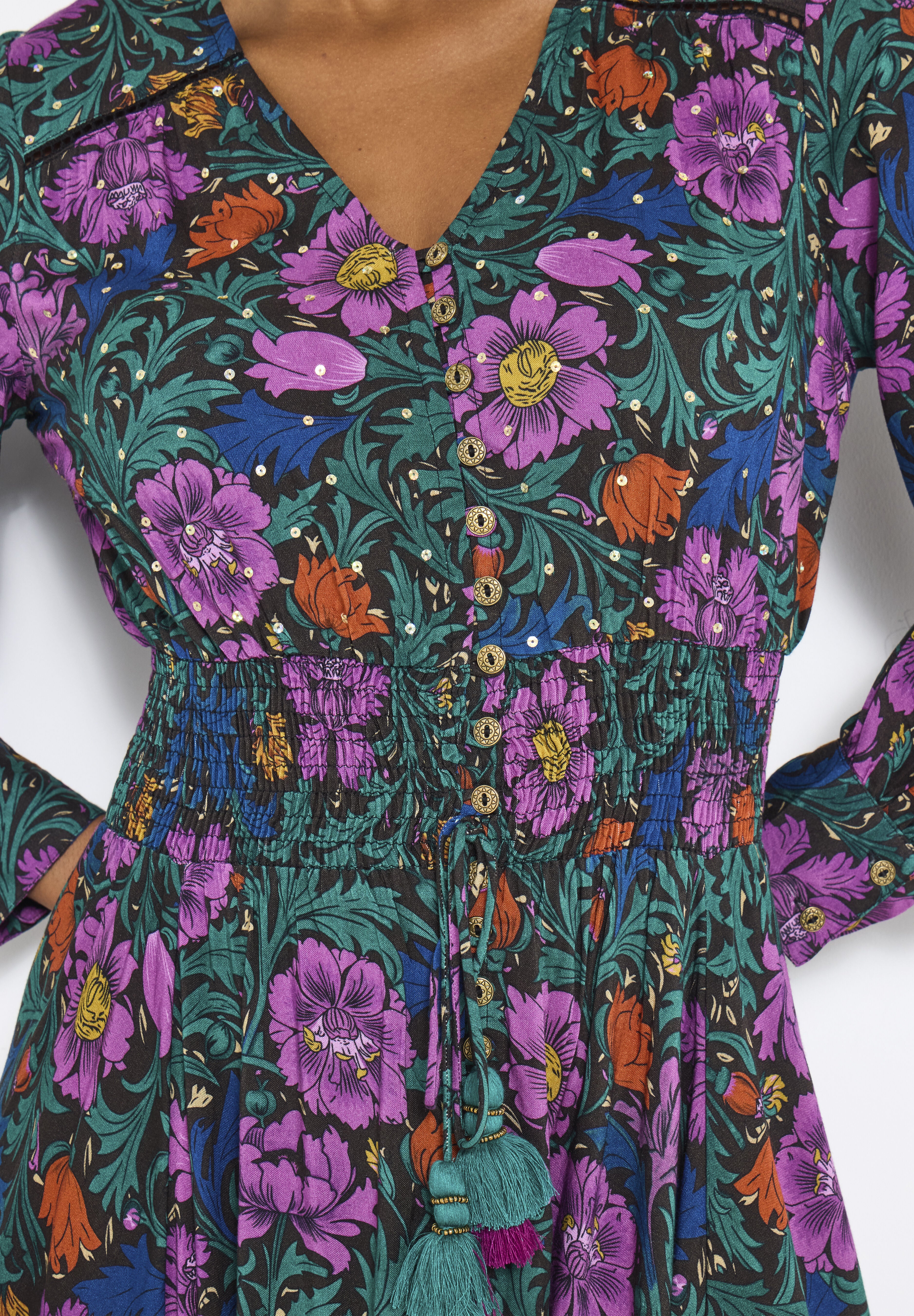 Slit Front Maxi Dress, SEQUIN BATIK GARDEN, on-hover image number 1