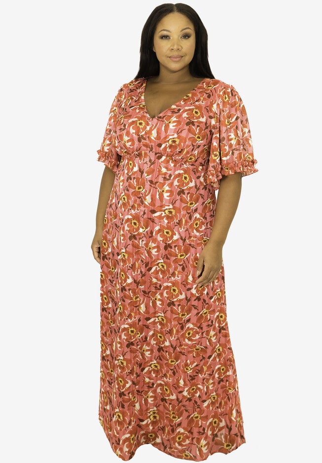 Flutter Sleeve Maxi Dress, PINK, hi-res image number null
