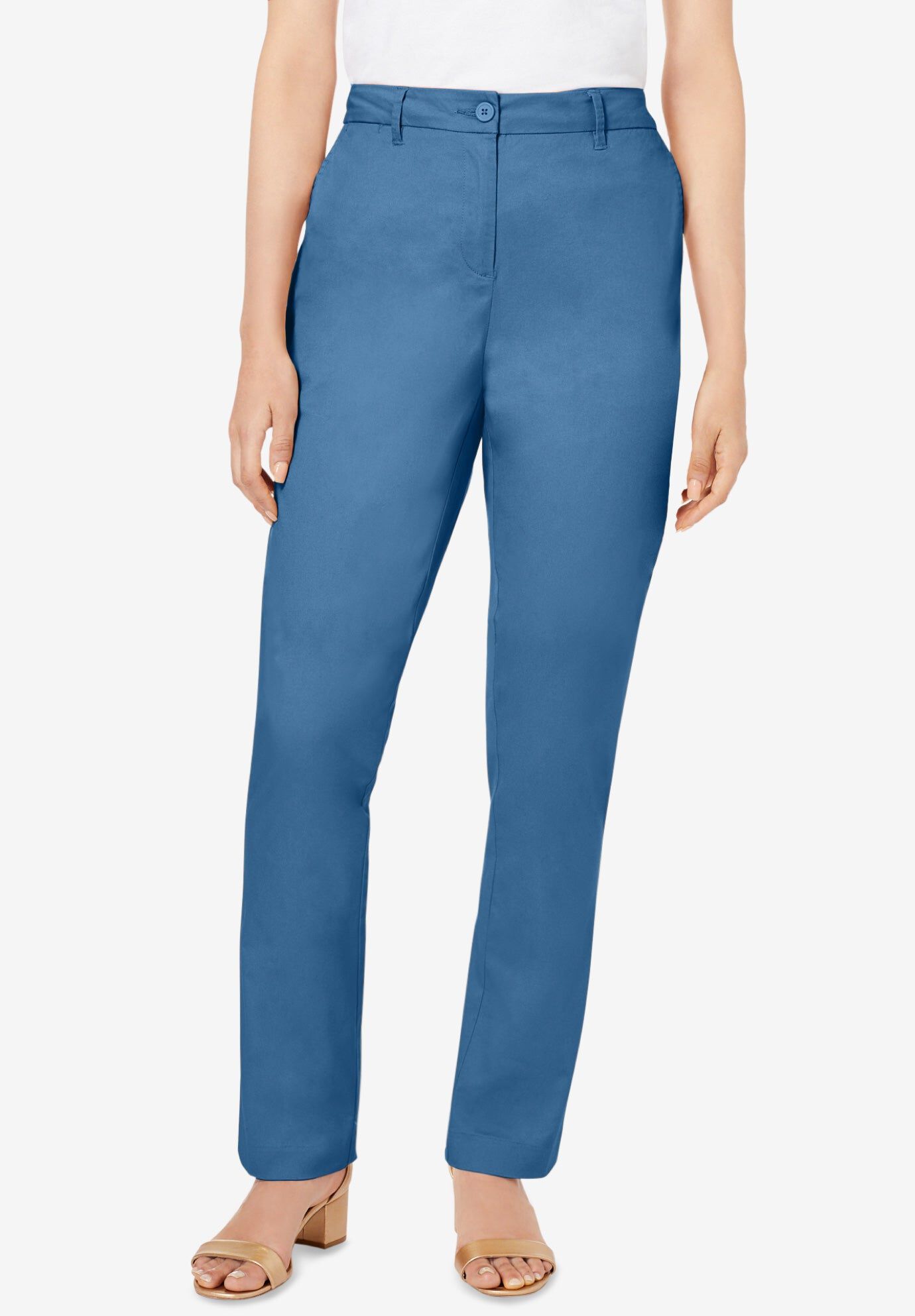 Stretch Cotton Chino Straight-Leg Pant, DUSTY INDIGO, hi-res image number 0