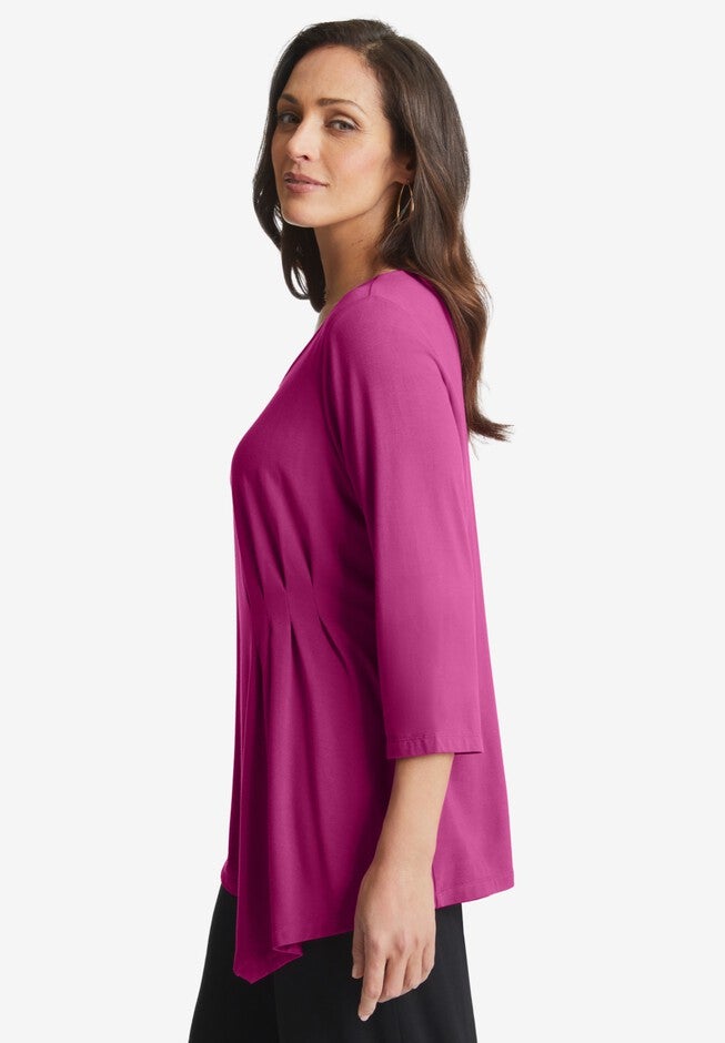 Stretch Knit Pleated Side Top, , alternate image number null