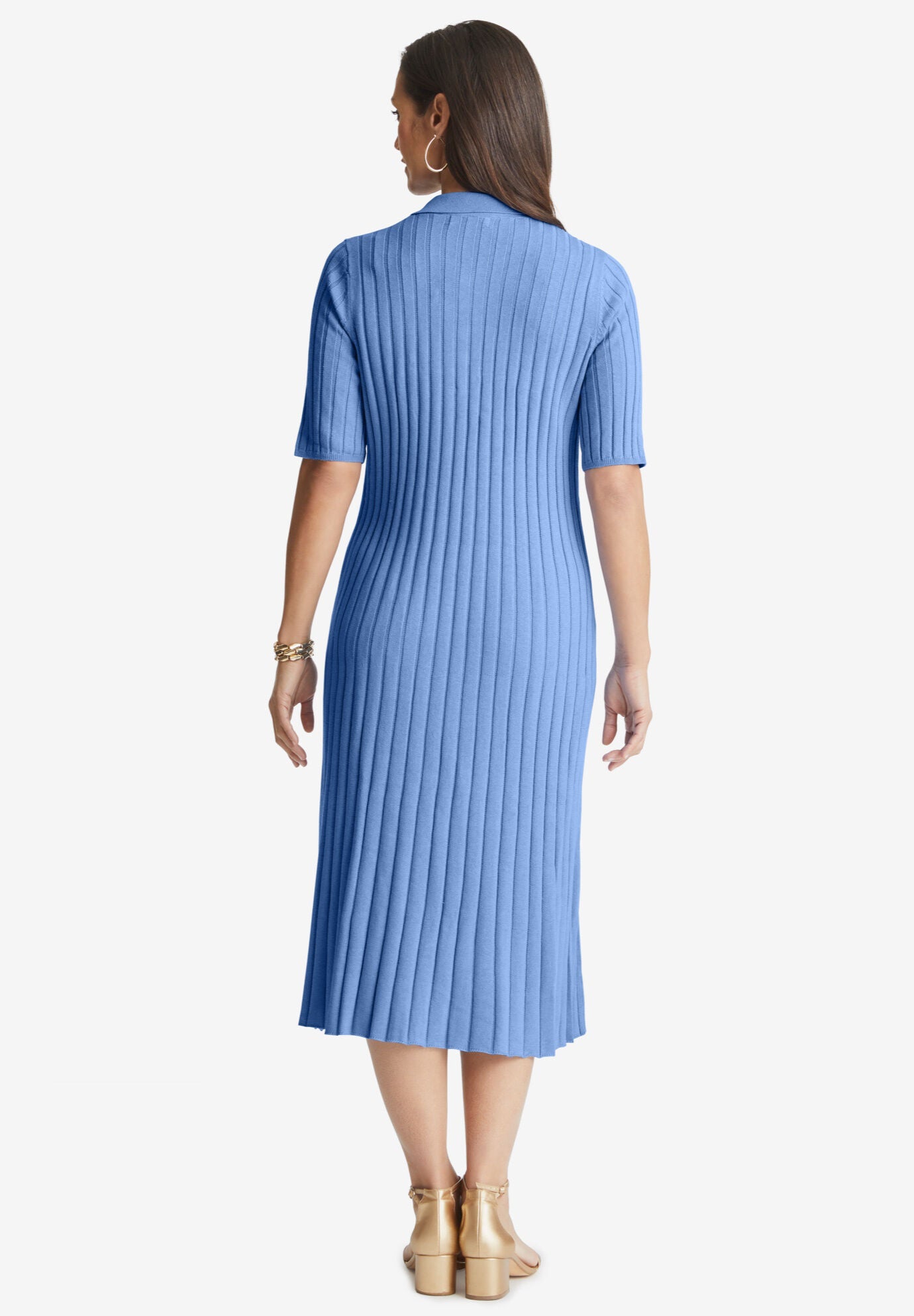 Ribbed Henley Dress, SOFT CAMEL, on-hover image number 1