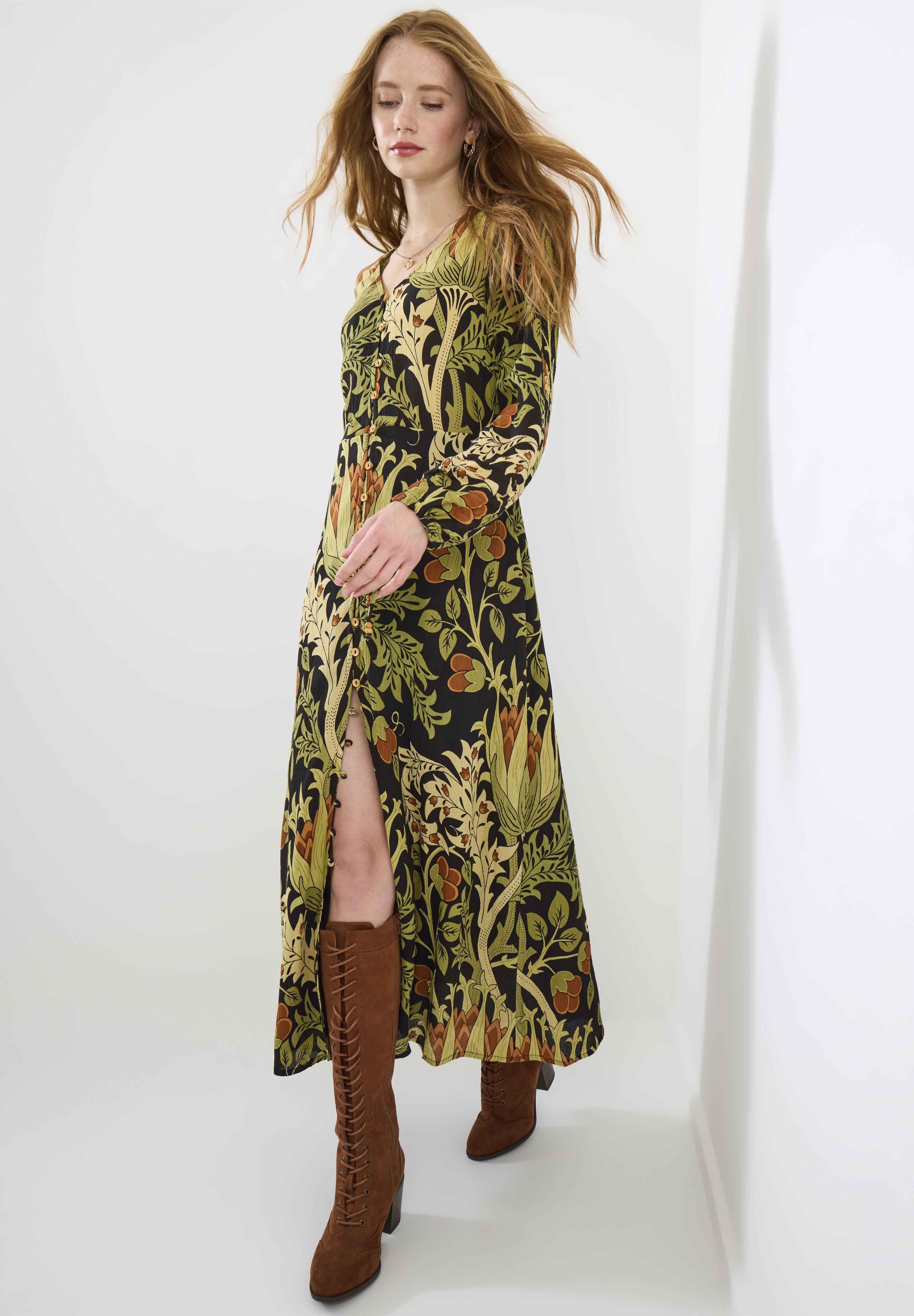 Hippie Midi Dress, VINTAGE ABSTRACT MEADOW, alternate image number 4