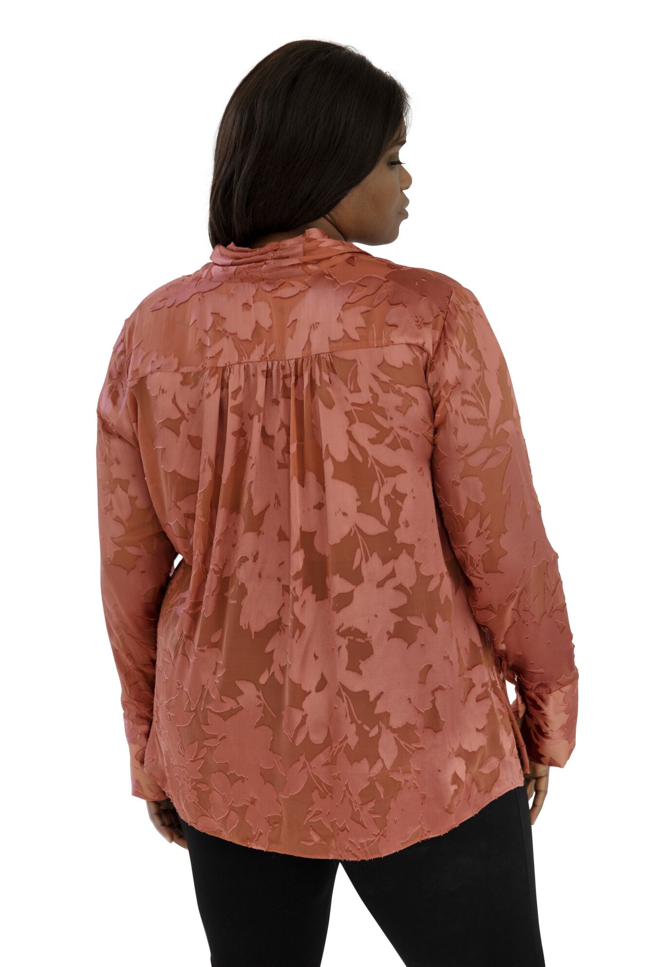 Bow-Front Blouse, CORAL, on-hover image number 1