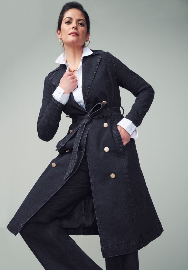 Refined Denim Trench Coat, , alternate image number null