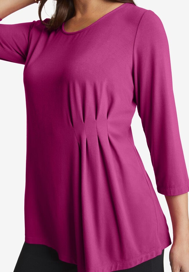 Stretch Knit Pleated Side Top, , alternate image number null