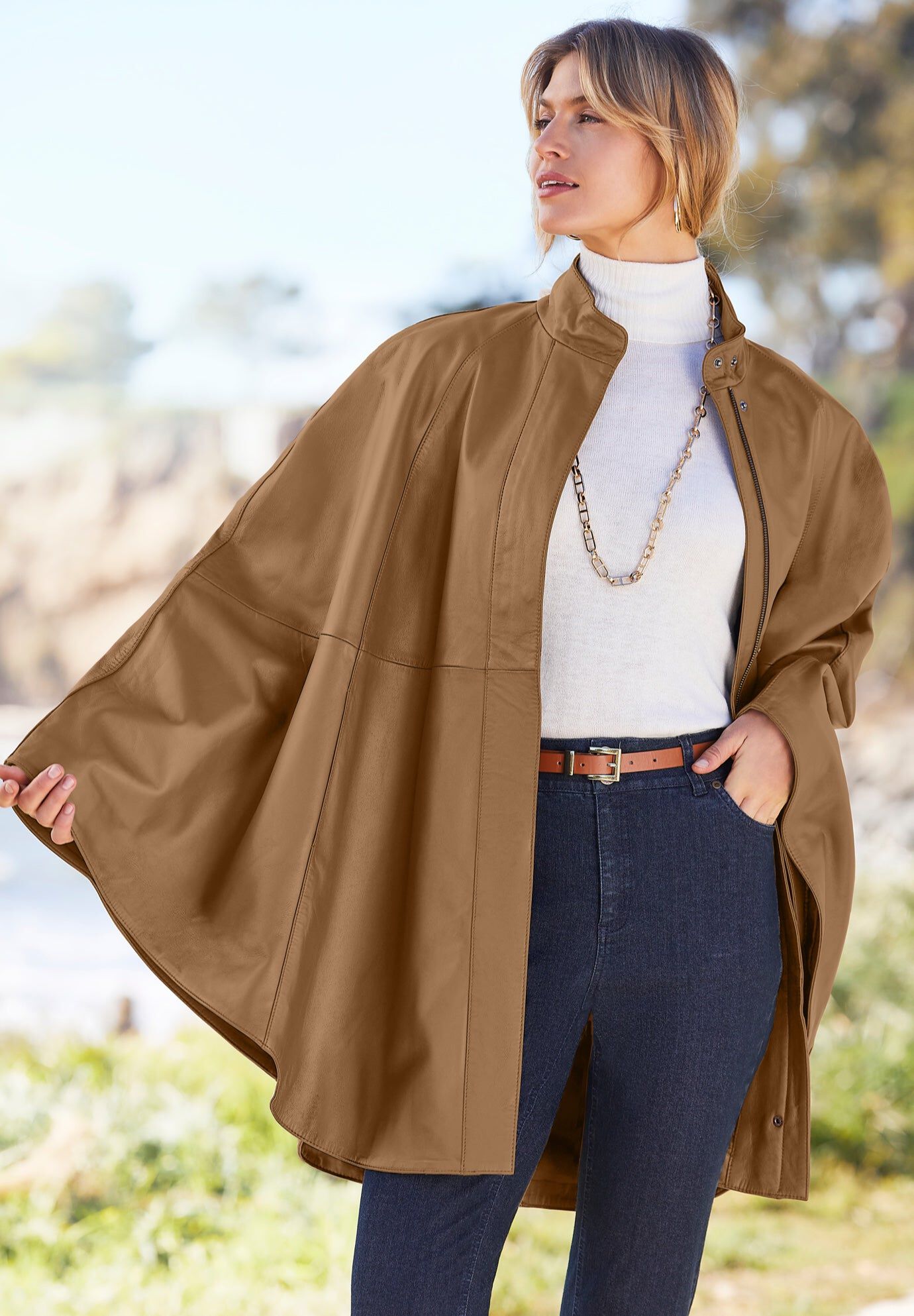 Zip-Front A-Line Coat With Back Inverted Pleat | Avenue