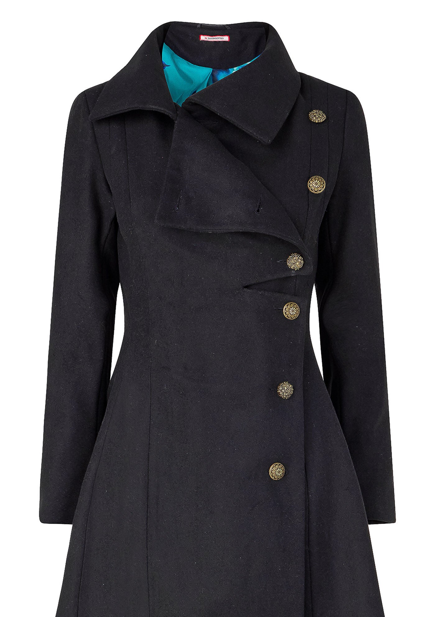 Asymmetrical Wool Blend A-Line Coat, BLACK, alternate image number 4