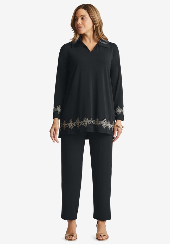 Polo Pant Set, BLACK MEDALLION VINES, hi-res image number 0