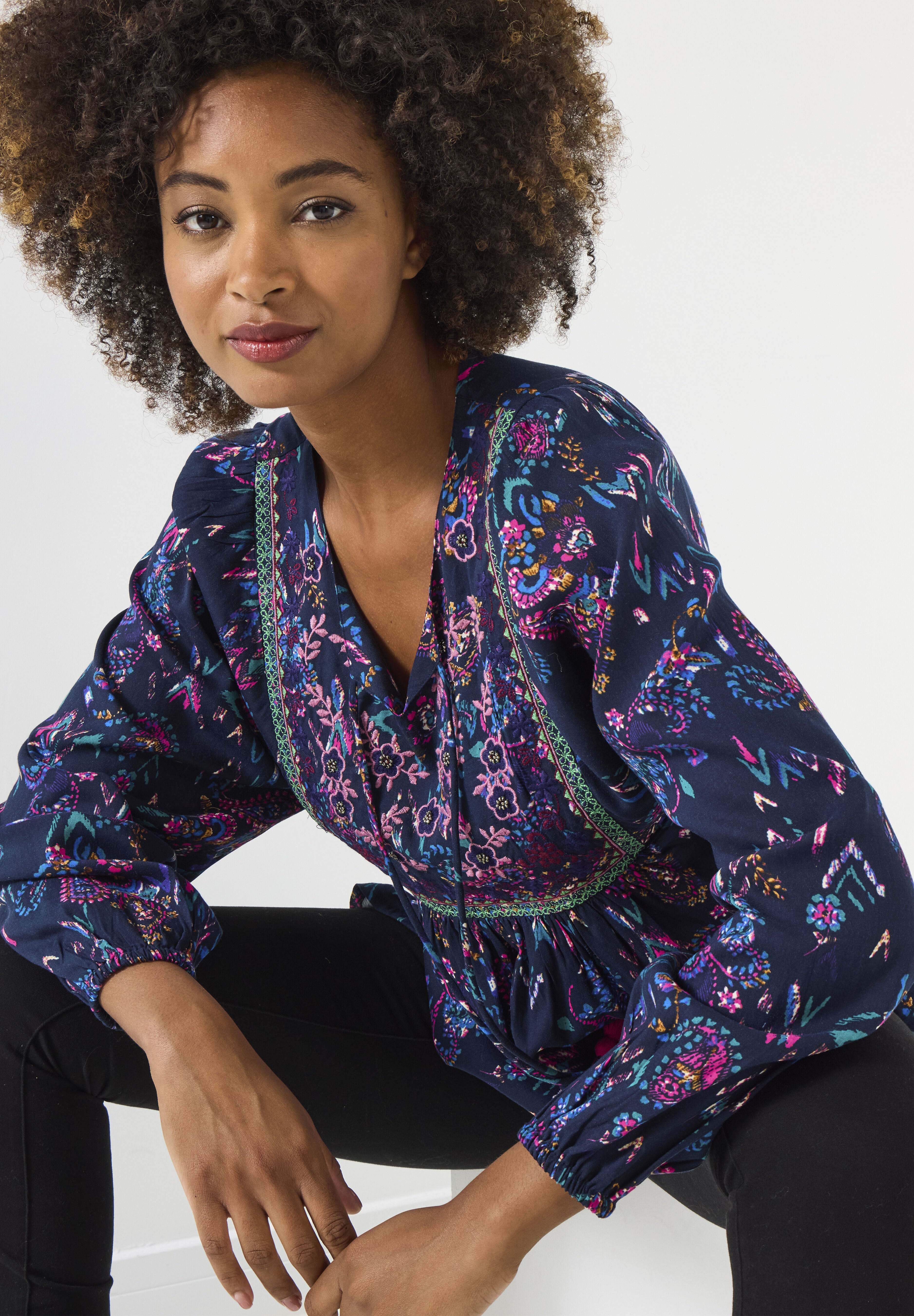 Boho Embroidered Blouse, BOHO MIXED PAISLEY, alternate image number 3