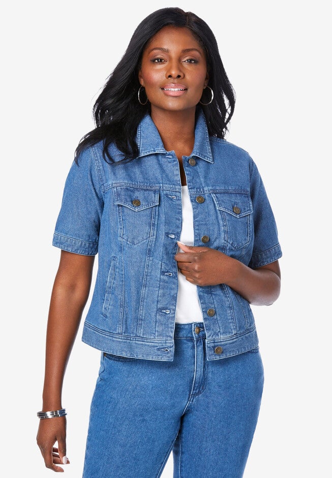 Jean Jacket With Lace Sleeves Short Sleeve Denim Jacket Avenue