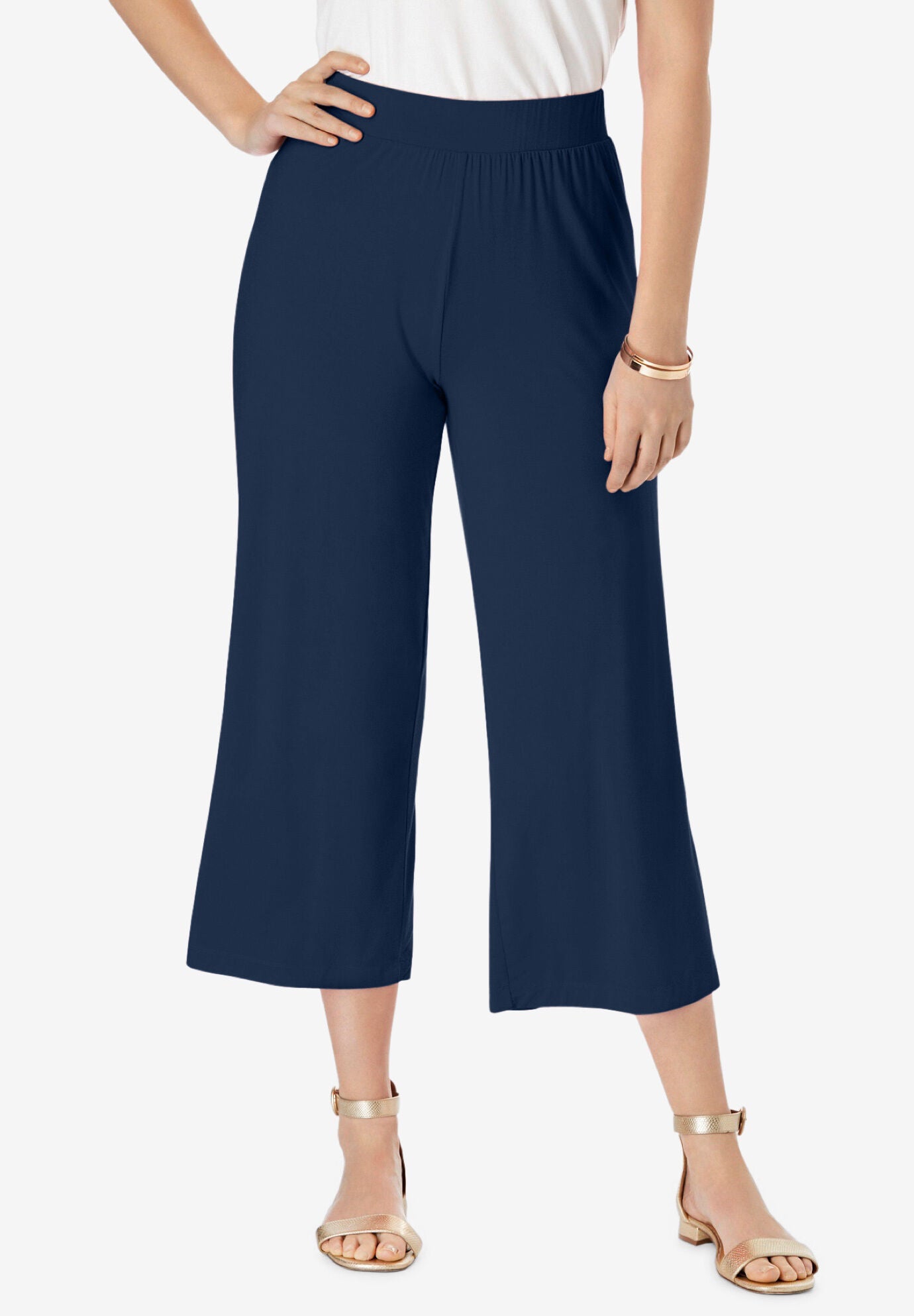 Everyday Stretch Knit Wide Leg Crop Pant Avenue