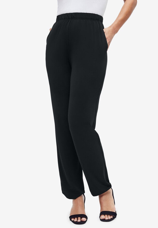 2-Piece Stretch Knit Notch Neck Pant Set, , alternate image number 3
