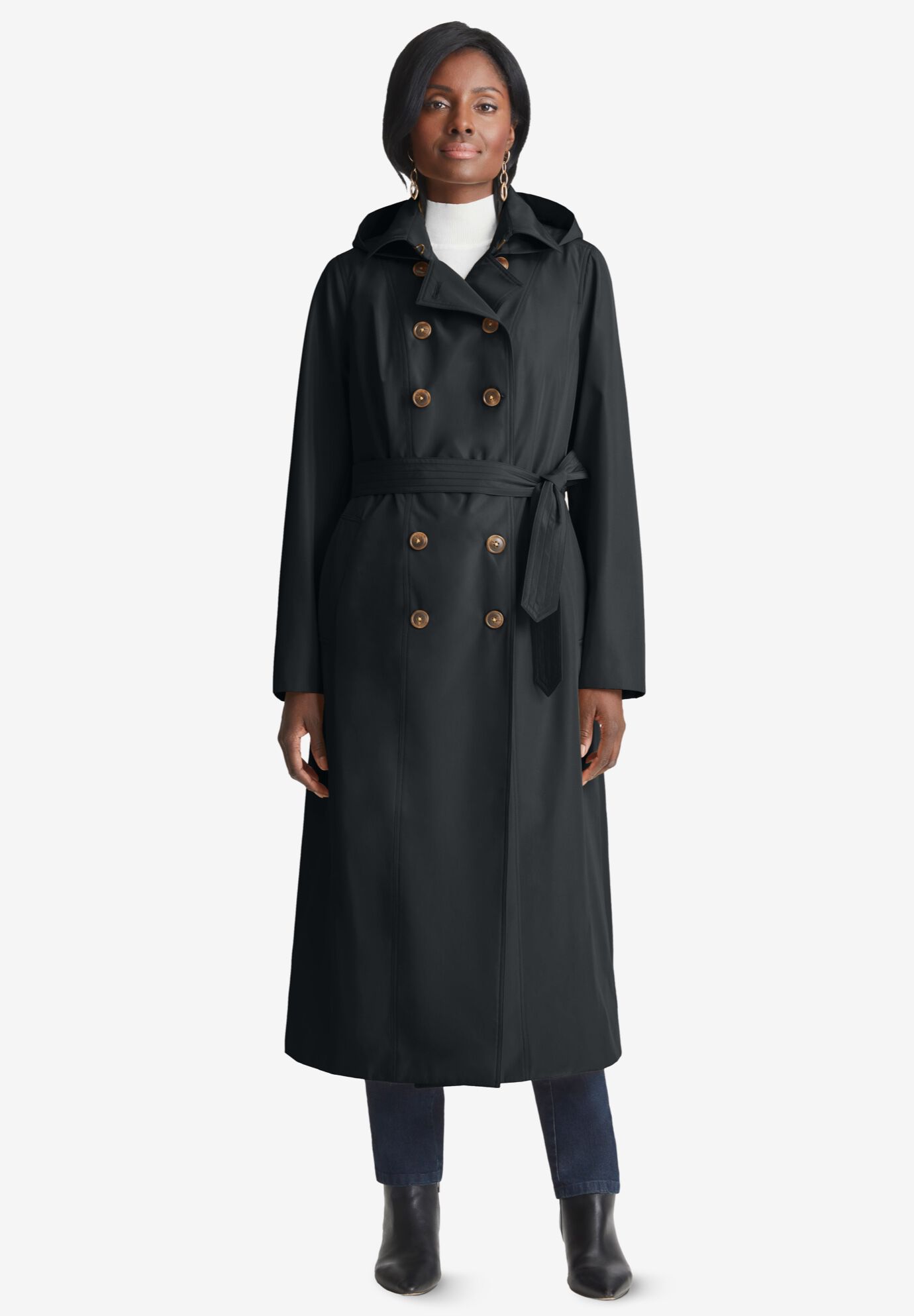 Double Breasted Long Trench Raincoat Avenue