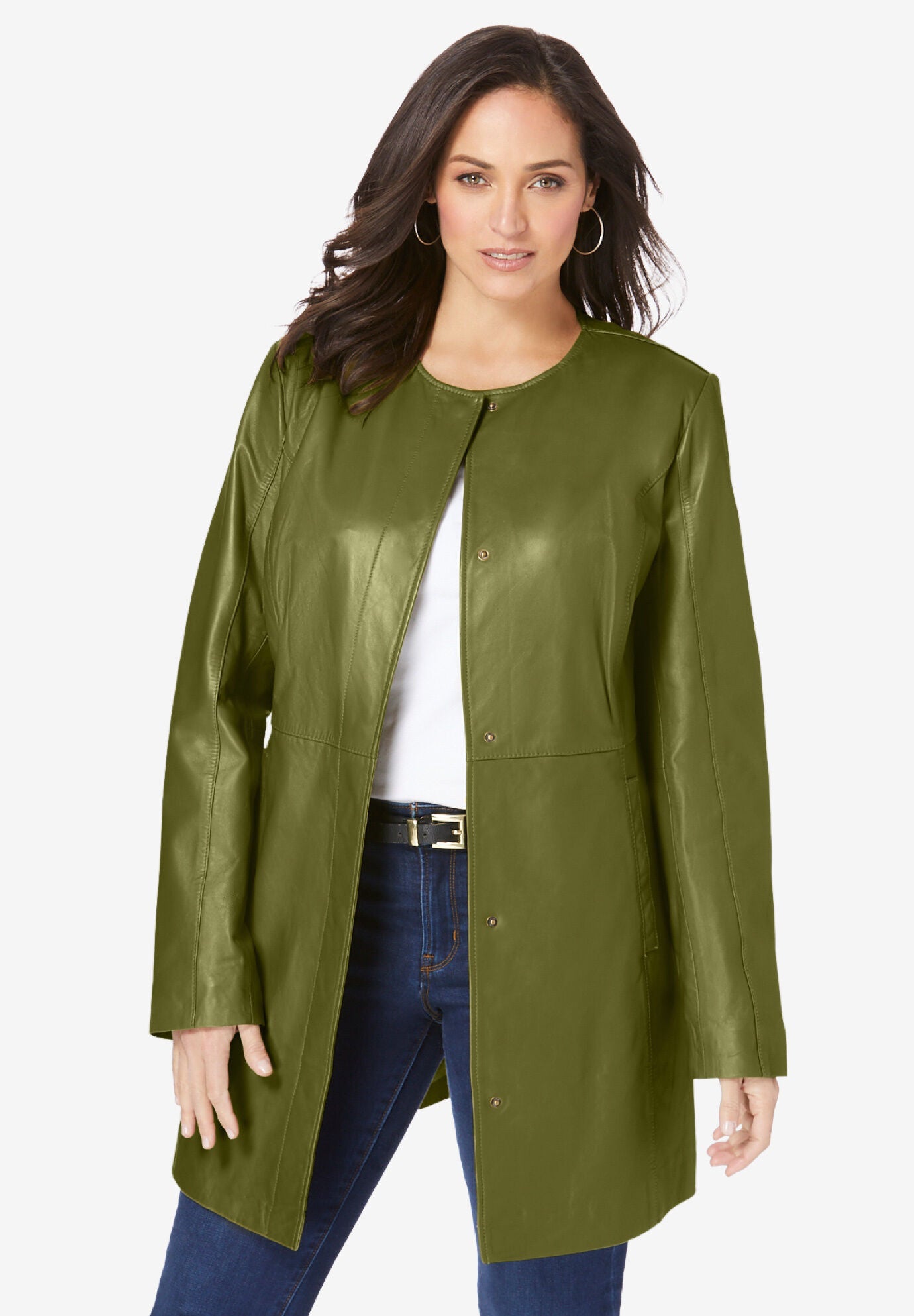 Three quarter leather jackets outlet