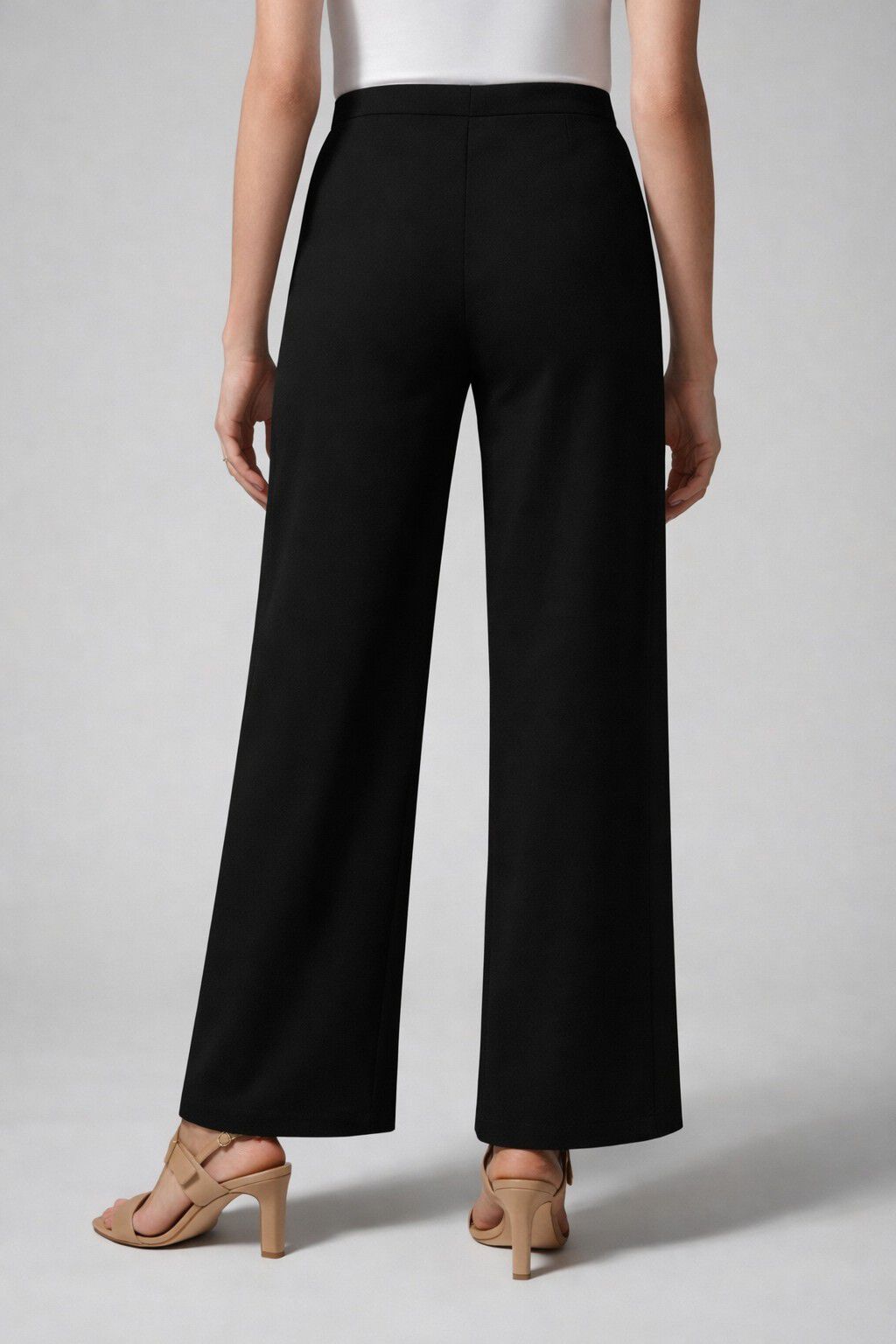 Stretch Knit Wide Leg Pant, BLACK, alternate image number 2