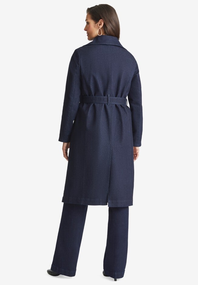 Refined Denim Trench Coat, , on-hover image number null