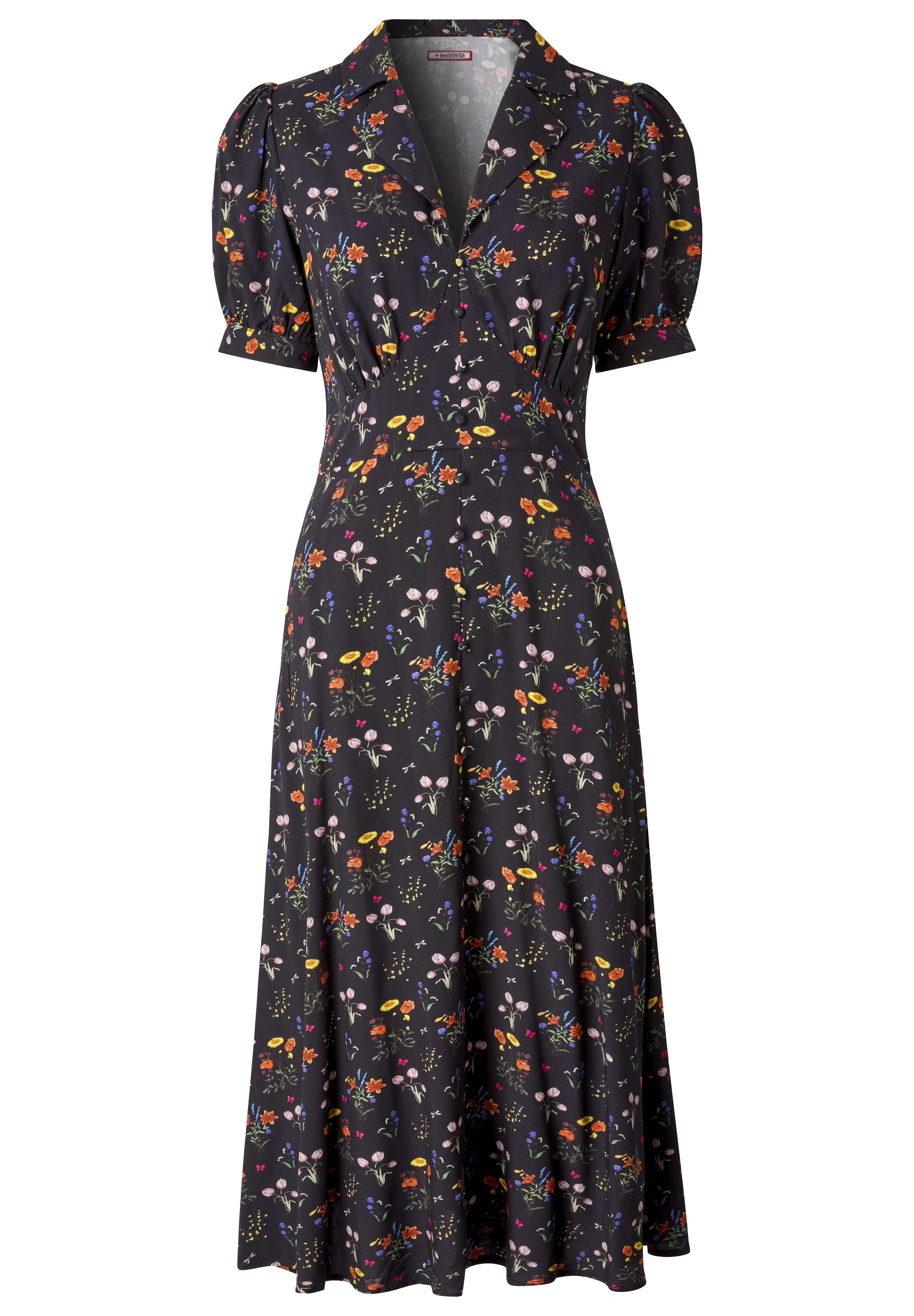 Vintage Midi Dress, BLACK MINI GARDEN, alternate image number 3