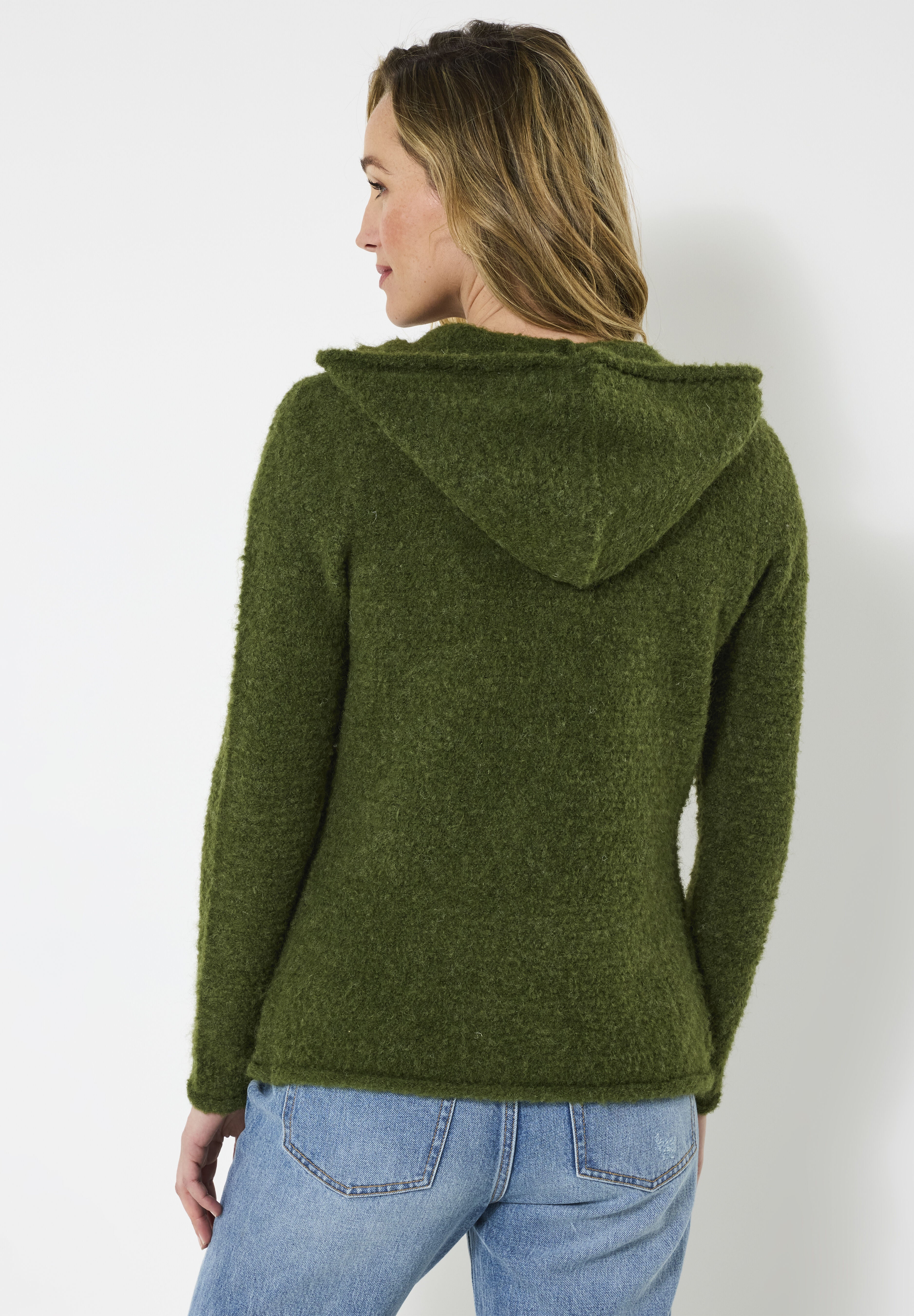 Hooded Sweater Jacket, MOSS, on-hover image number 1