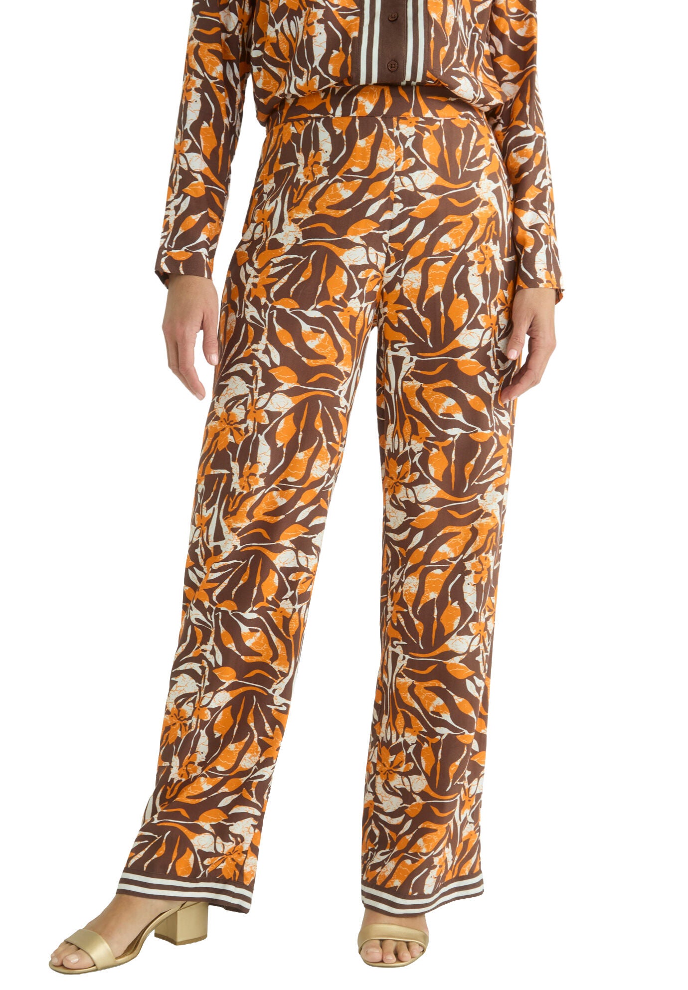 Flowy Wide Leg Pant, RICH BROWN OMBRE PETAL, hi-res image number 0