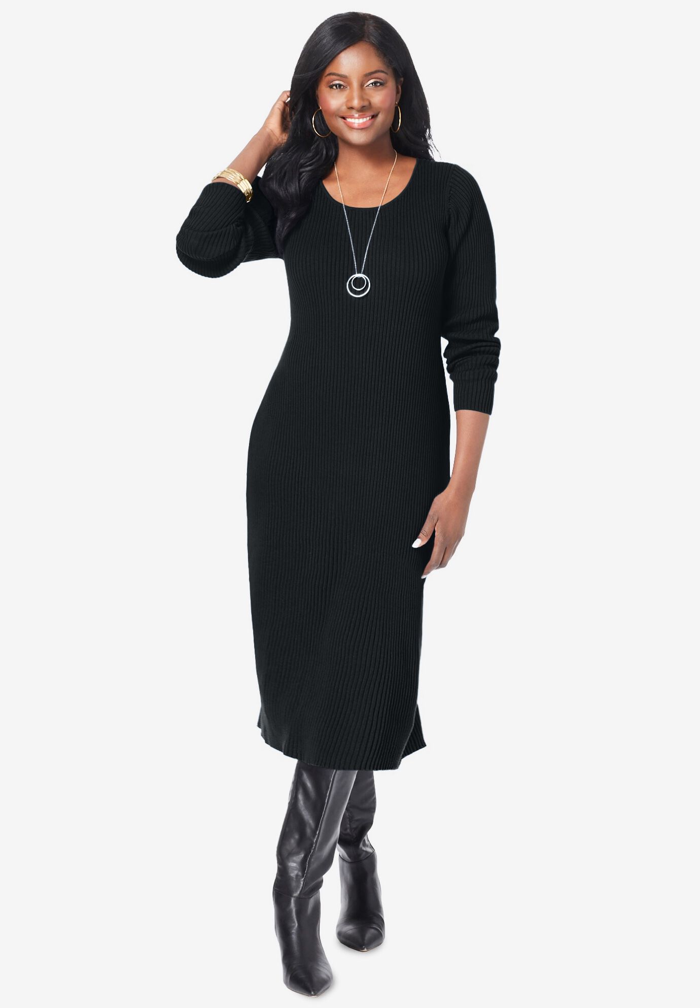 Scoop Neck Sweater Dress Avenue